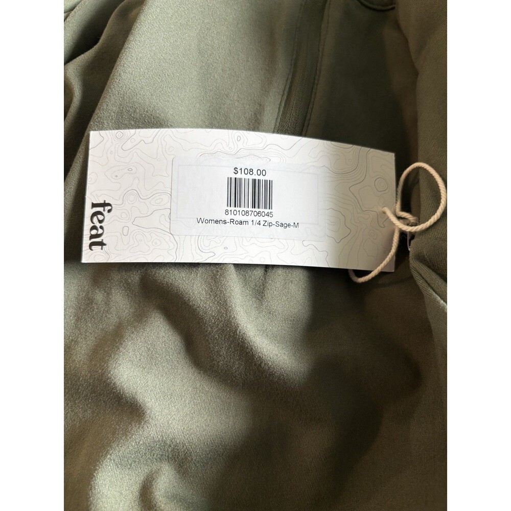 FEAT Roam Sage Green 1/4 Zip Performance Pullover Long Sleeve Top Medium $108 - Picture 4 of 6